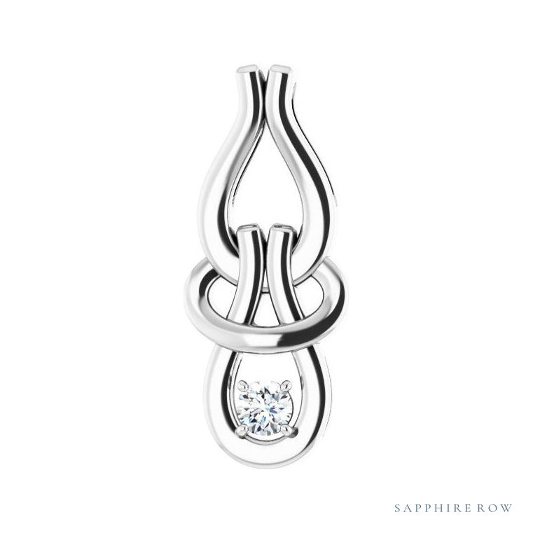 Sapphire Row Solitaire Freeform Pendant setting in 14K White Gold, shown with a center stone (sold separately)