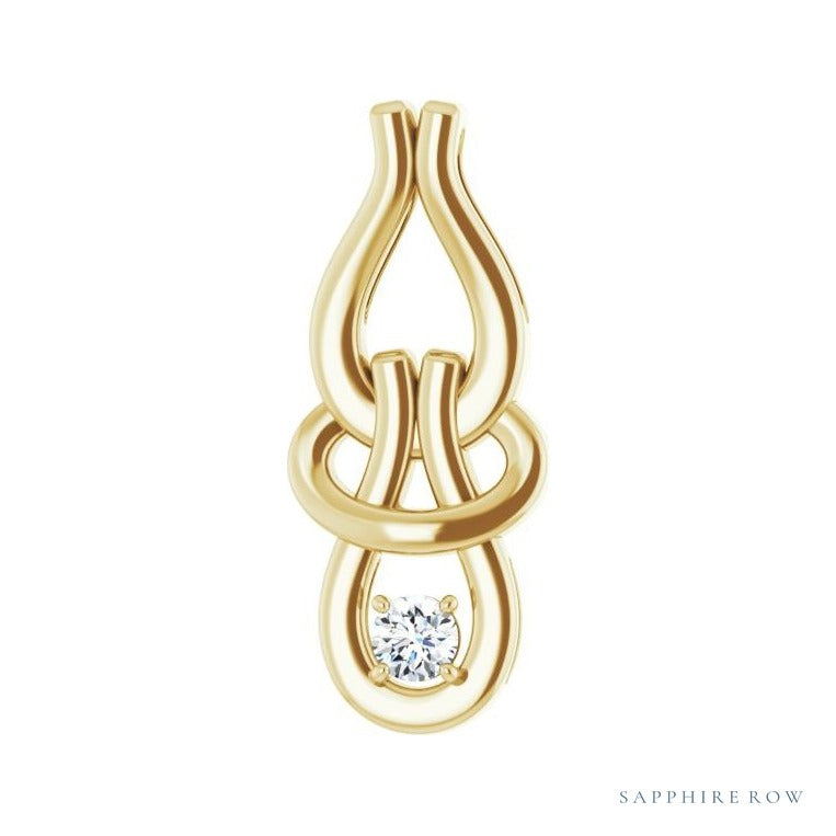 Sapphire Row Solitaire Freeform Pendant setting in 14K Yellow Gold, shown with a center stone (sold separately)