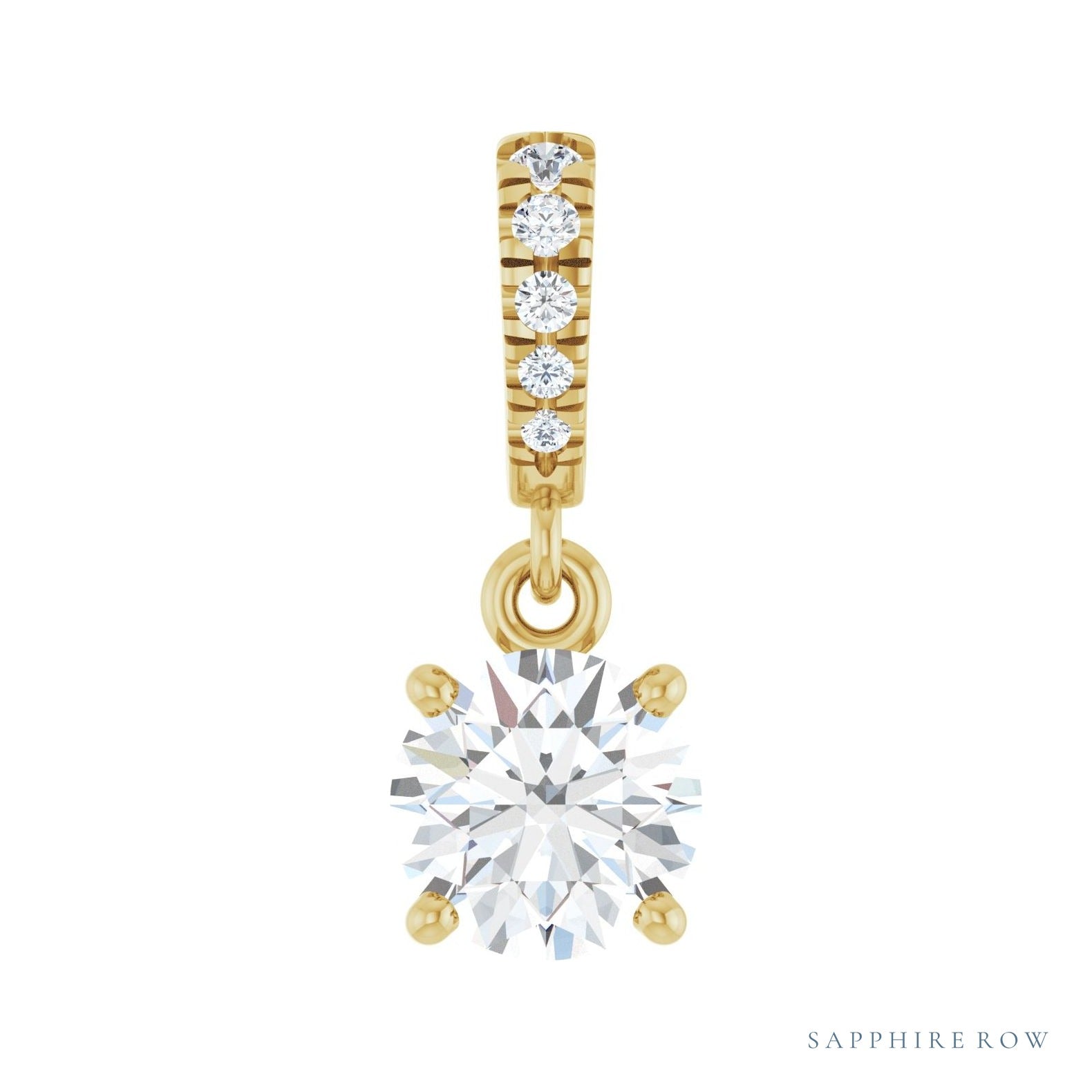 Sapphire Row Accented Pendant setting in 14K Yellow Gold, shown with a center stone (sold separately)