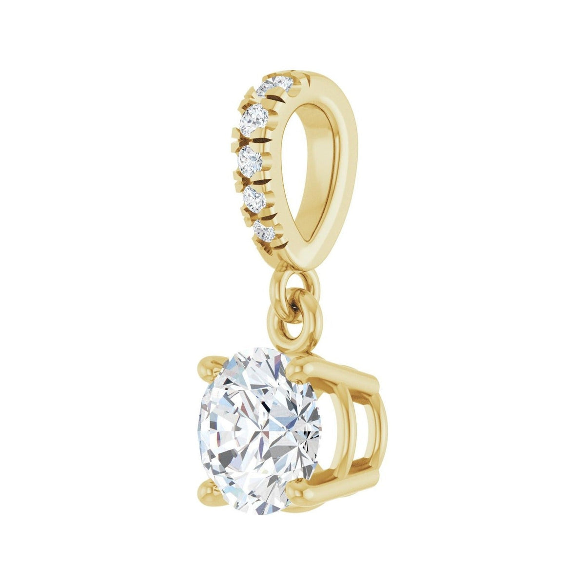 Sapphire Row Accented Pendant (5–8 mm) setting in 14K Yellow Gold, shown with a center stone (sold separately) — three-quarter view