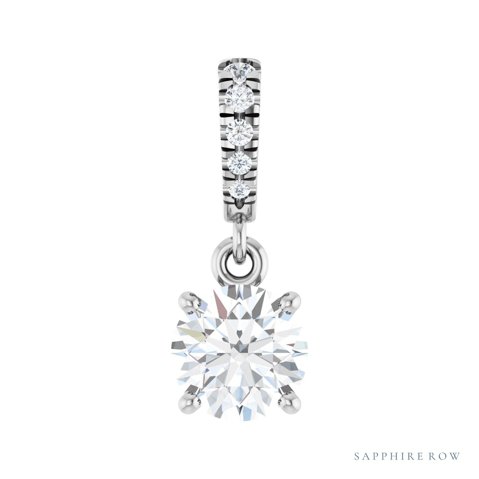 Sapphire Row Accented Pendant setting in Platinum, shown with a center stone (sold separately)