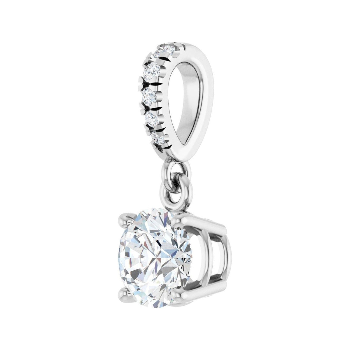 Sapphire Row Accented Pendant (5–8 mm) setting in Platinum, shown with a center stone (sold separately) — three-quarter view