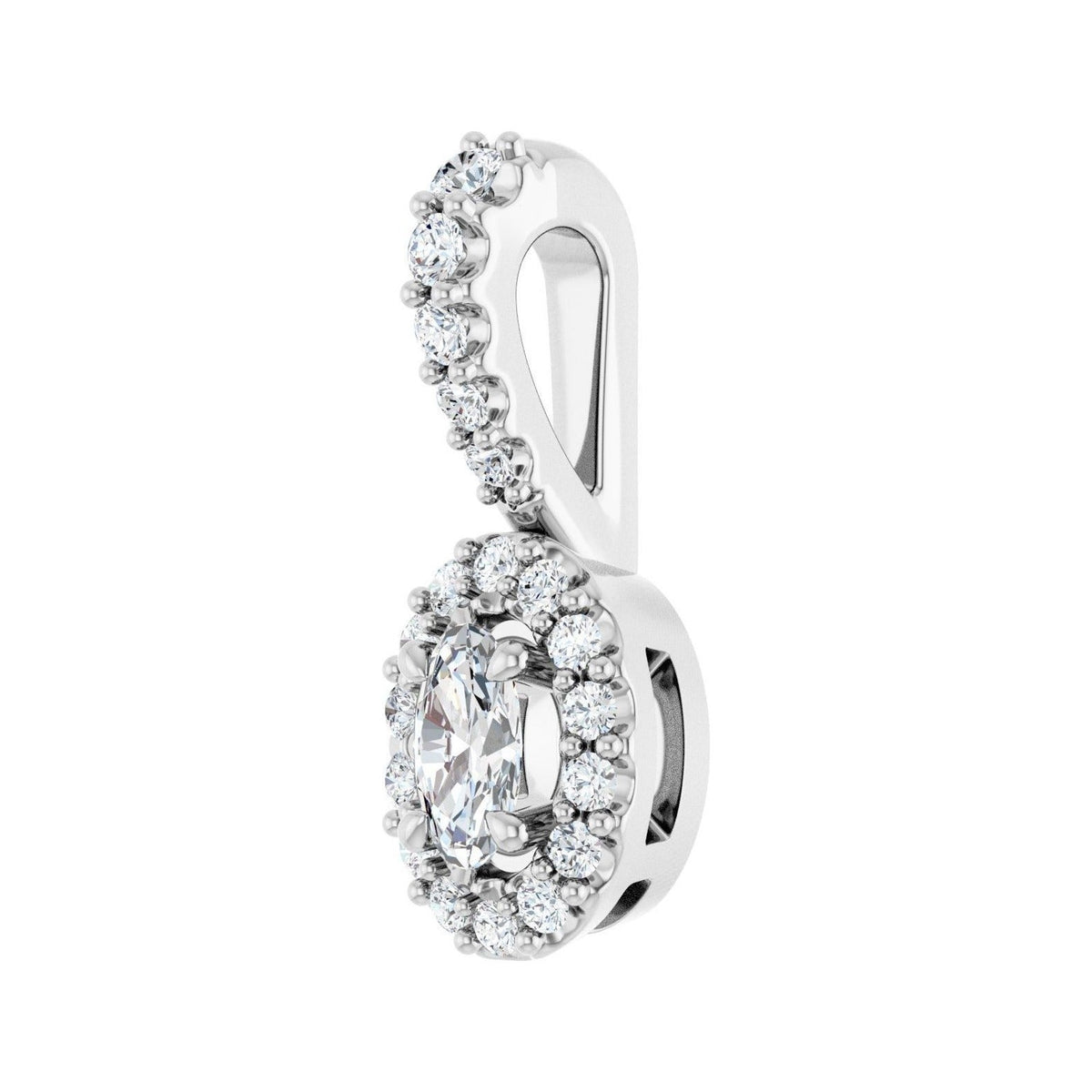 Sapphire Row Halo-Style Pendant (5–10 mm) setting in Platinum, shown with a center stone (sold separately) — three-quarter view