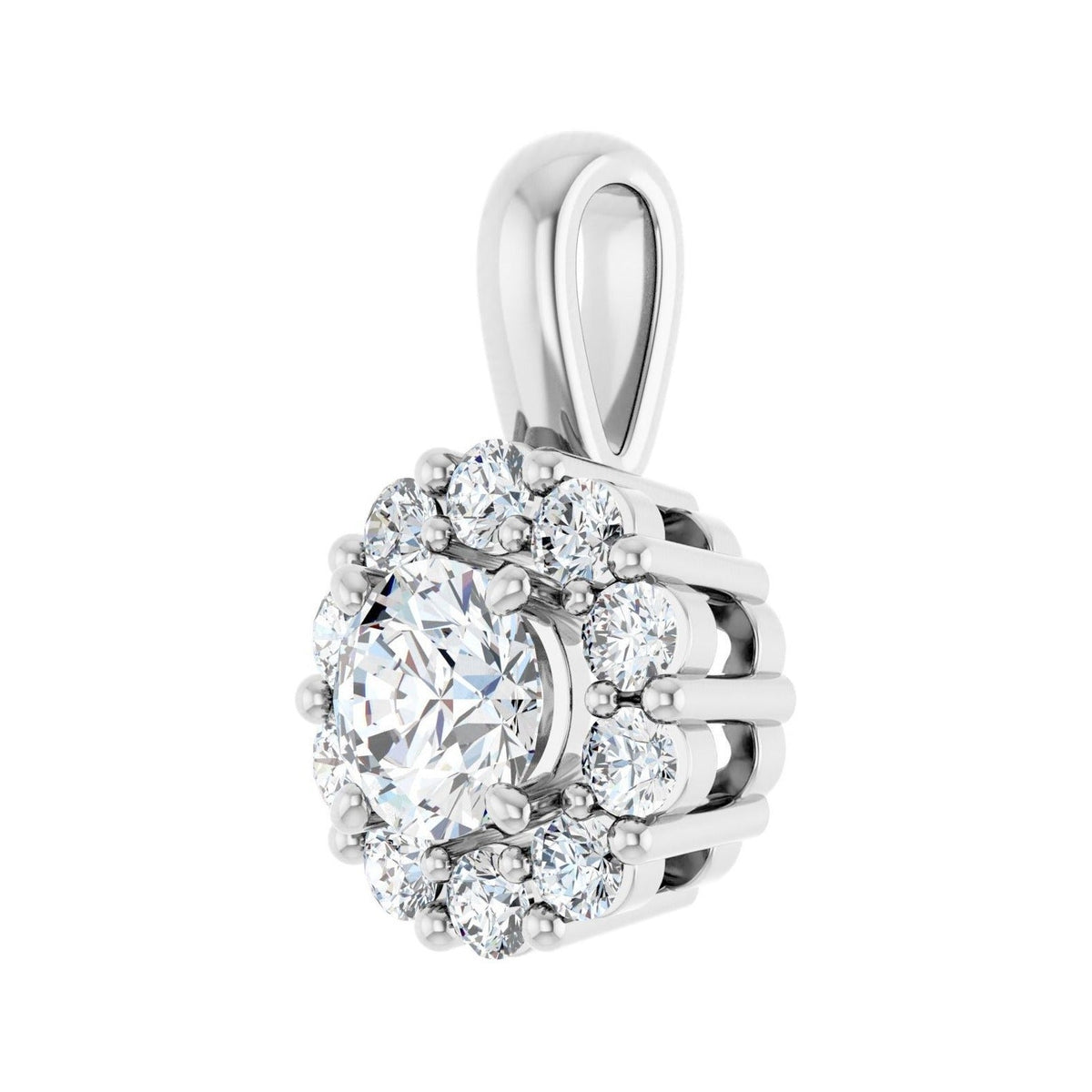 Sapphire Row Halo-Style Pendant (4–8 mm) setting in 14K White Gold, shown with a center stone (sold separately) — three-quarter view