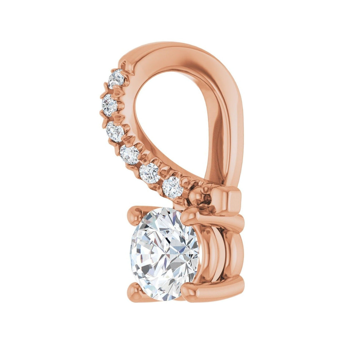 Sapphire Row Accented Pendant (4.1–8 mm) setting in 14K Rose Gold, shown with a center stone (sold separately) — three-quarter view