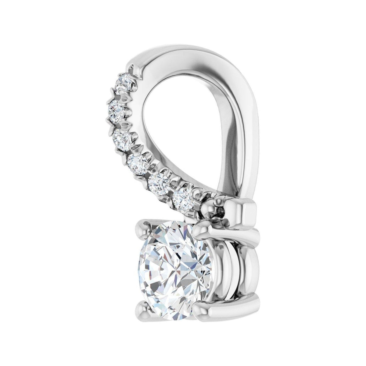 Sapphire Row Accented Pendant (4.1–8 mm) setting in 14K White Gold, shown with a center stone (sold separately) — three-quarter view