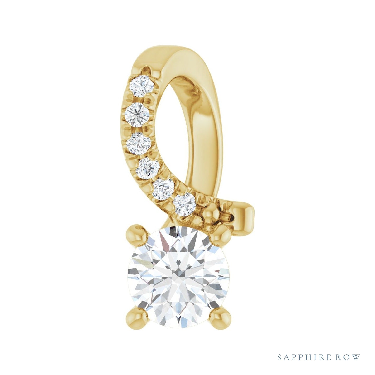 Sapphire Row Accented Pendant setting in 14K Yellow Gold, shown with a center stone (sold separately)