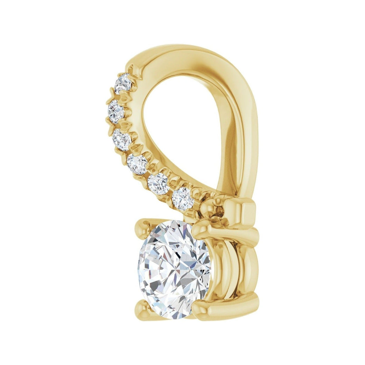 Sapphire Row Accented Pendant (4.1–8 mm) setting in 14K Yellow Gold, shown with a center stone (sold separately) — three-quarter view