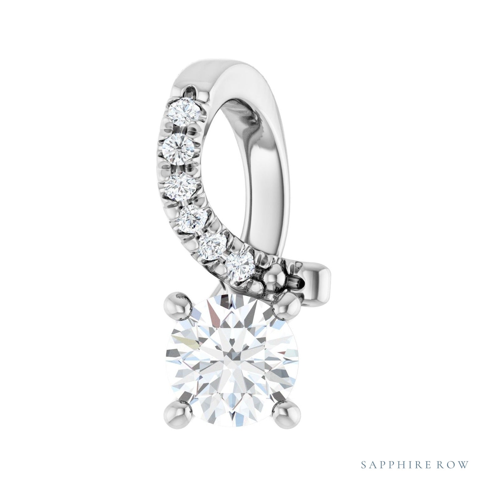 Sapphire Row Accented Pendant setting in Platinum, shown with a center stone (sold separately)