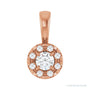 Sapphire Row Halo-Style Necklace or Pendant setting in 14K Rose Gold, shown with a center stone (sold separately)