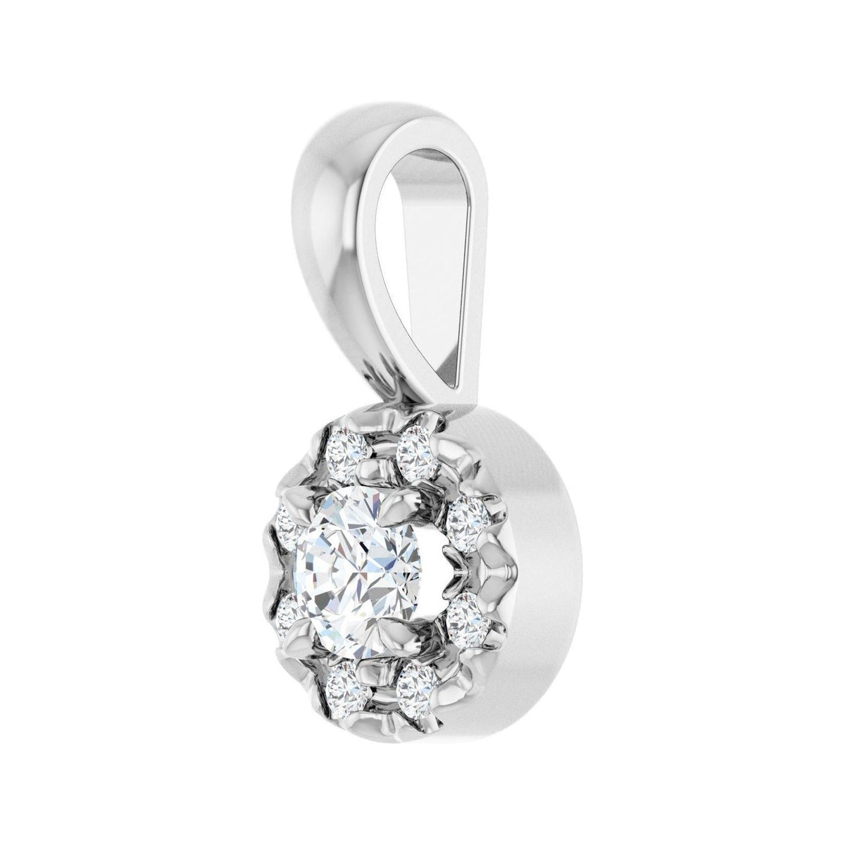 Sapphire Row Halo-Style Necklace or Pendant (3–6 mm) setting in Platinum, shown with a center stone (sold separately) — three-quarter view