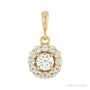 Sapphire Row Halo-Style Pendant setting in 14K Yellow Gold, shown with a center stone (sold separately)