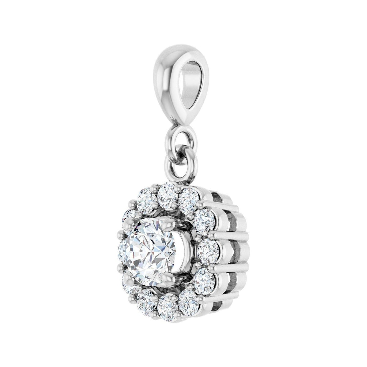 Sapphire Row Halo-Style Pendant (4.1–8 mm) setting in Platinum, shown with a center stone (sold separately) — three-quarter view