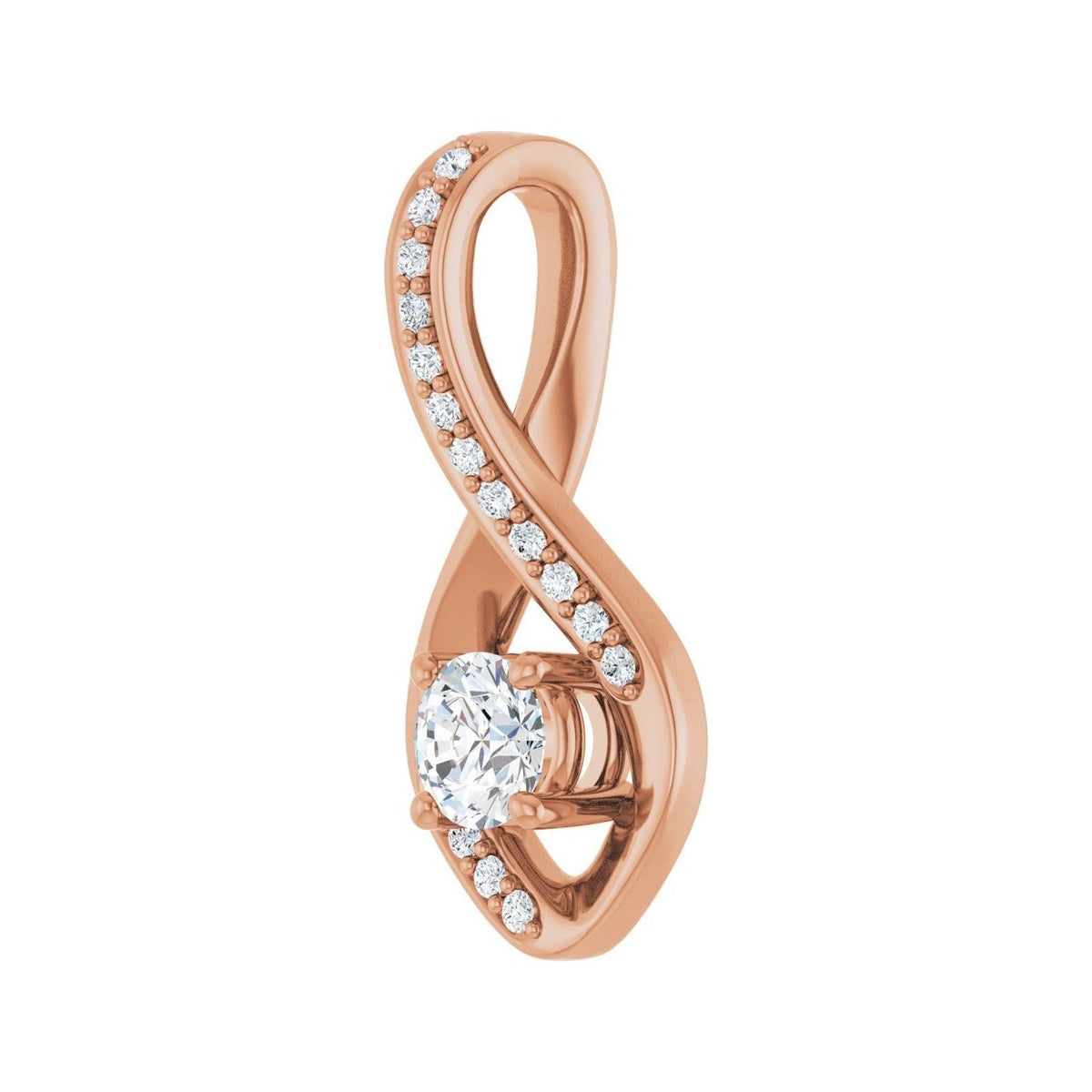 Sapphire Row Infinity-Inspired Pendant (4.1–8 mm) setting in 14K Rose Gold, shown with a center stone (sold separately) — three-quarter view