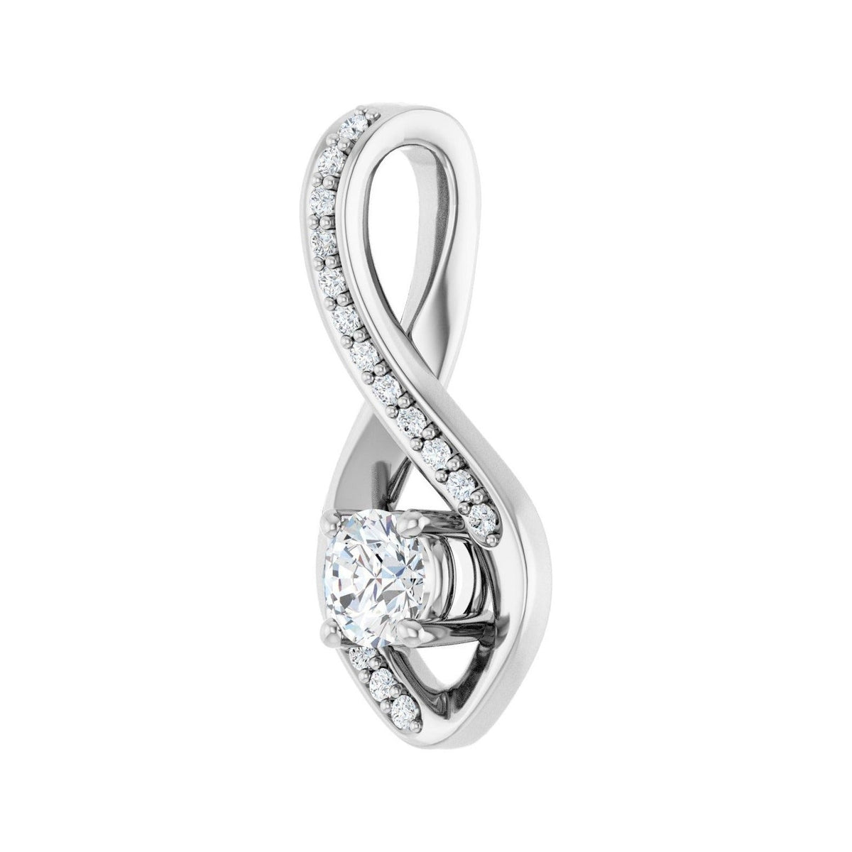 Sapphire Row Infinity-Inspired Pendant (4.1–8 mm) setting in 14K White Gold, shown with a center stone (sold separately) — three-quarter view