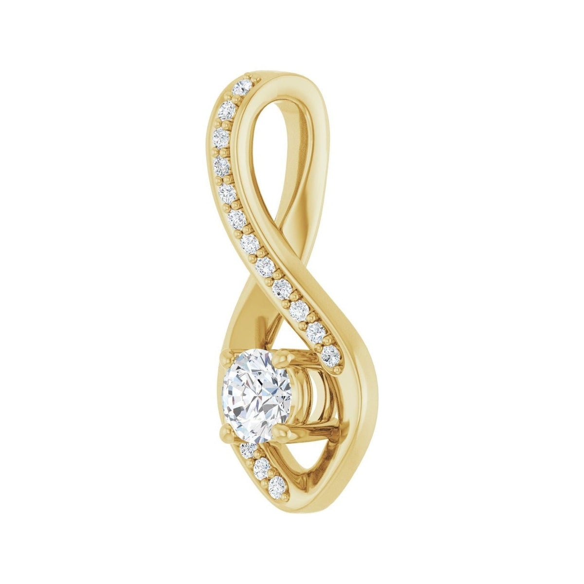 Sapphire Row Infinity-Inspired Pendant (4.1–8 mm) setting in 14K Yellow Gold, shown with a center stone (sold separately) — three-quarter view