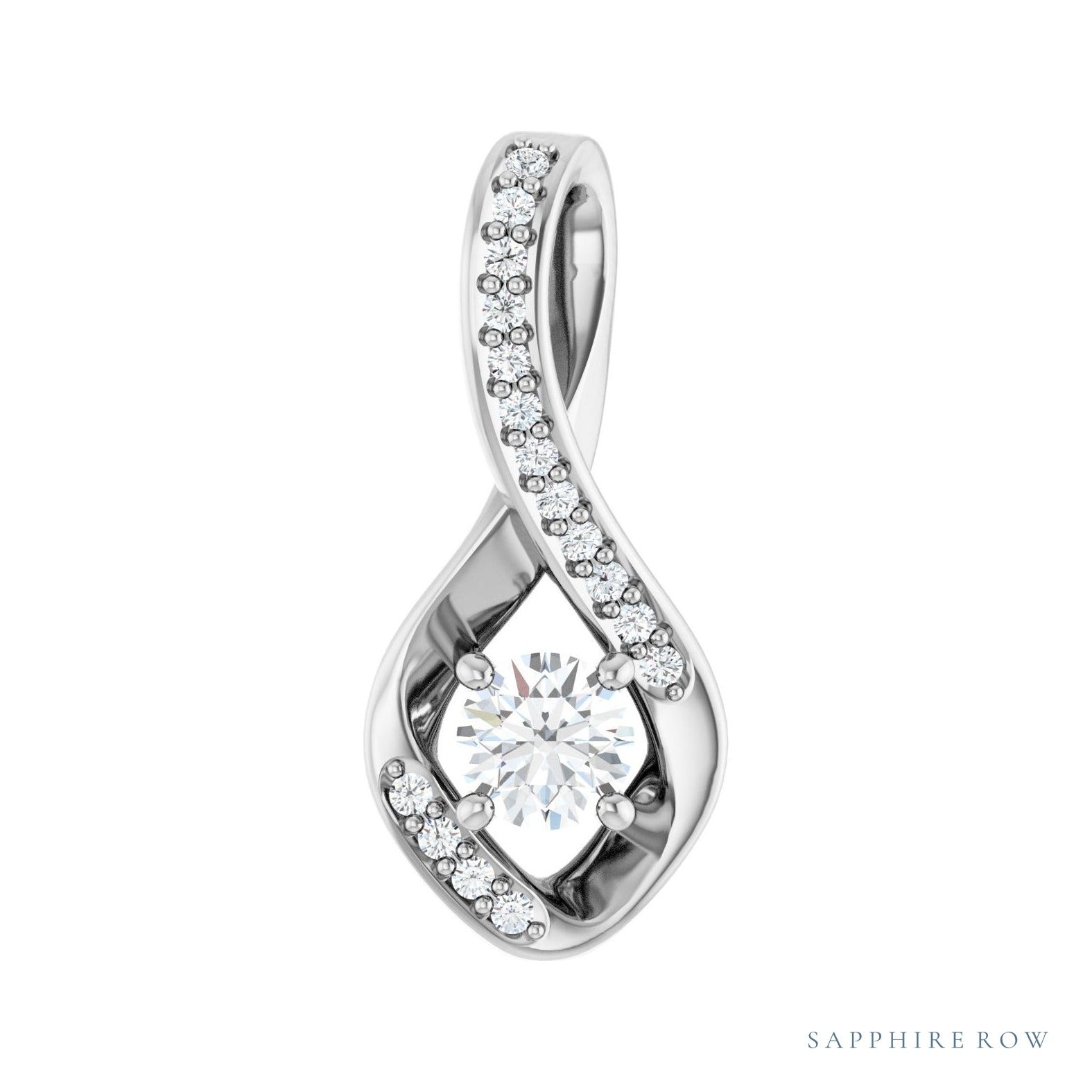 Sapphire Row Infinity-Inspired Pendant setting in Platinum, shown with a center stone (sold separately)
