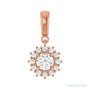 Sapphire Row Halo-Style Pendant setting in 14K Rose Gold, shown with a center stone (sold separately)