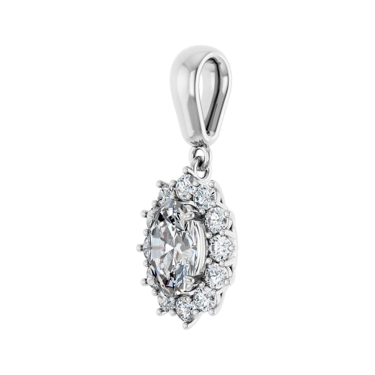 Sapphire Row Halo-Style Necklace or Pendant (5.2–9 mm) setting in 14K White Gold, shown with a center stone (sold separately) — three-quarter view