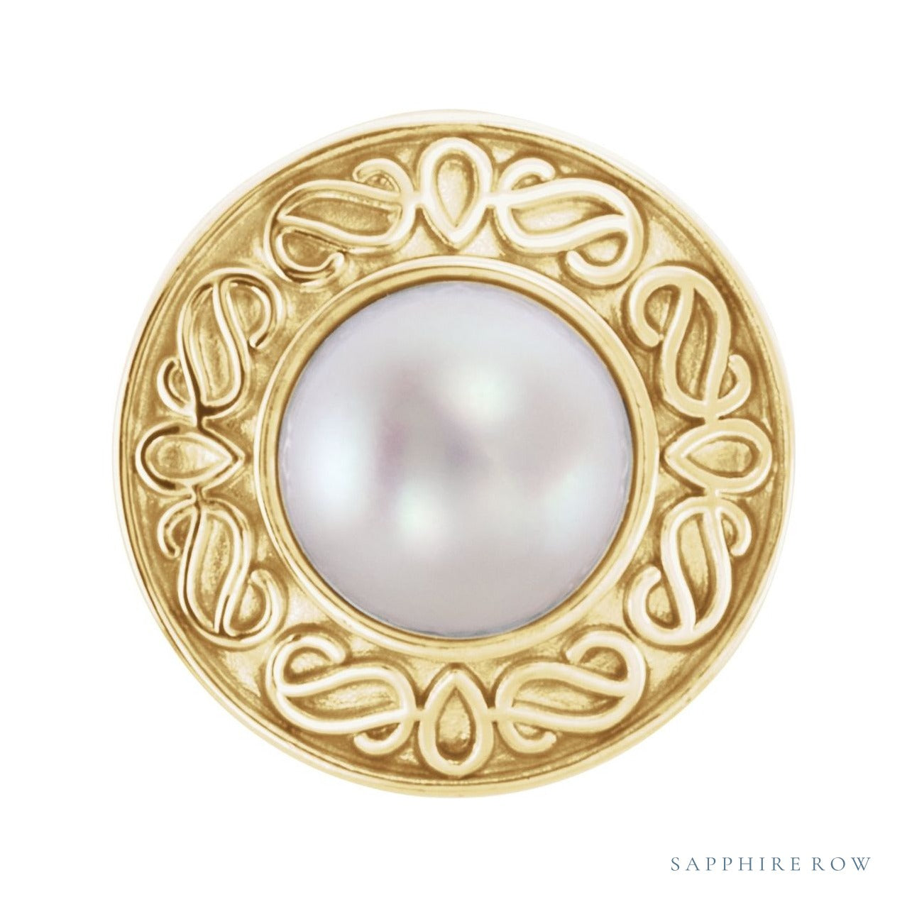 Sapphire Row Vintage-Inspired Pearl Slide Pendant setting in 14K White Gold, shown without a pearl (pearl sold separately)