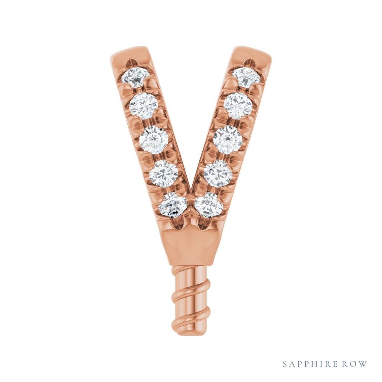 Sapphire Row Accented Pearl Pendant setting in 14K Rose Gold, shown without a pearl (pearl sold separately)