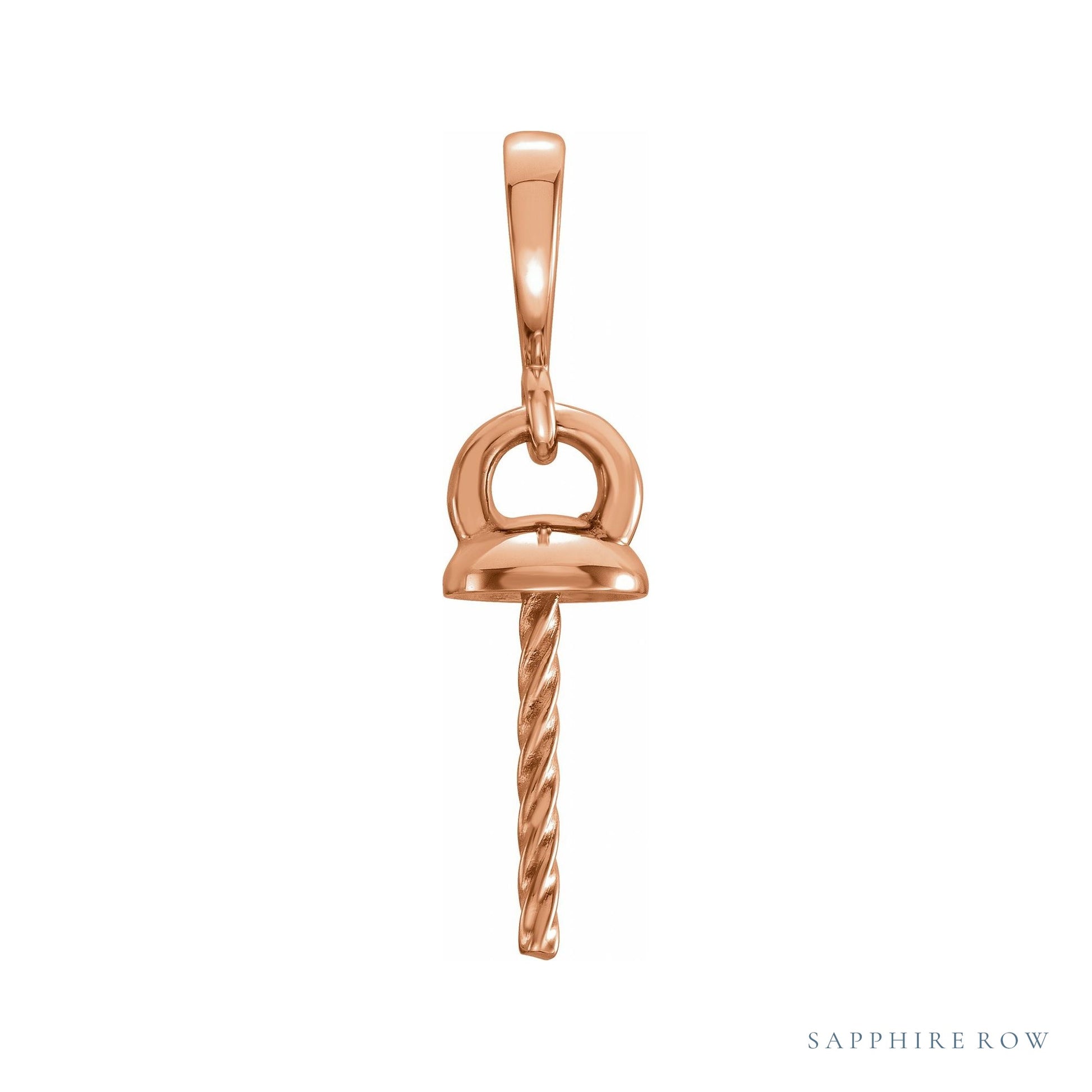 Sapphire Row Pearl Pendant setting in 14K Rose Gold, shown without a pearl (pearl sold separately)