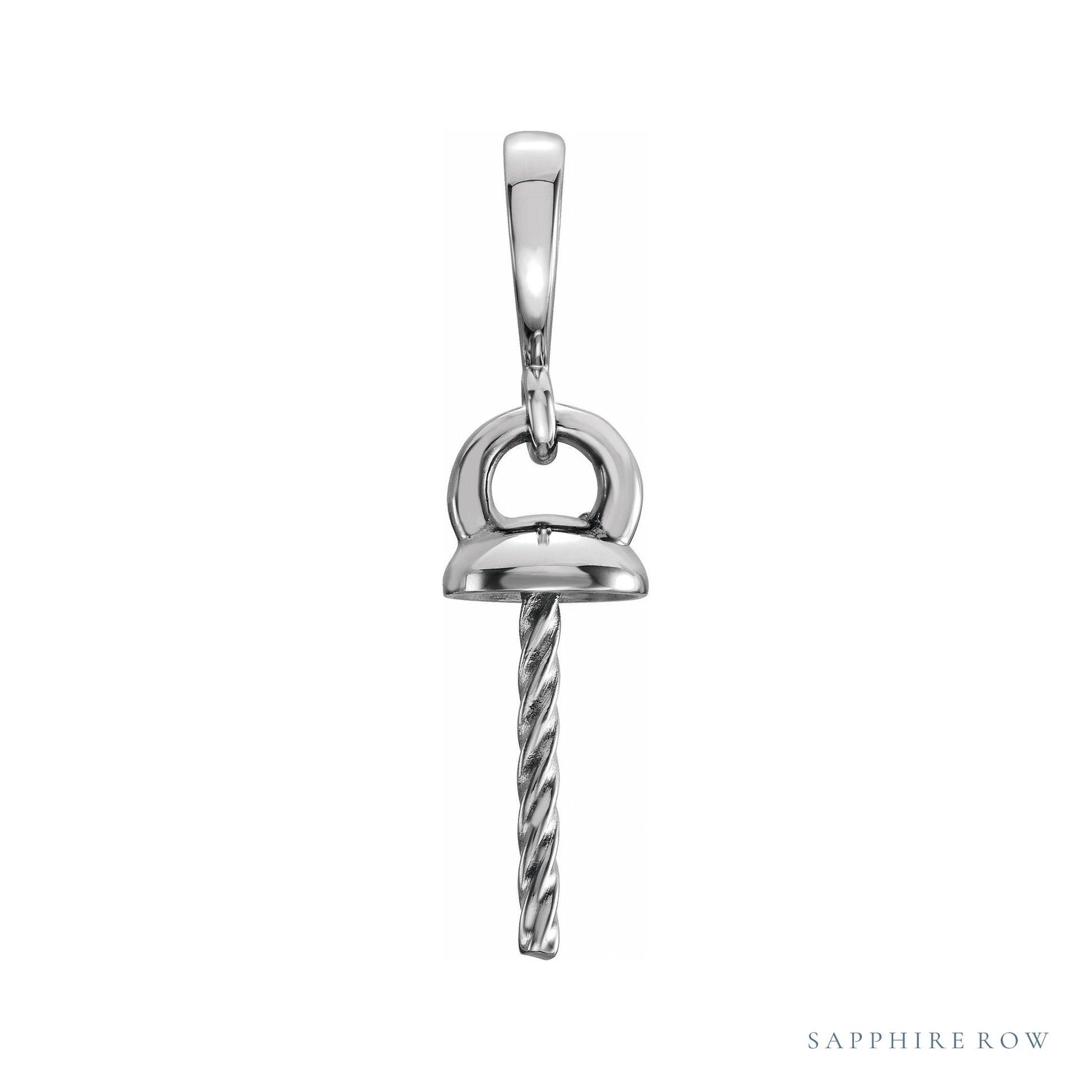 Sapphire Row Pearl Pendant setting in 14K White Gold, shown without a pearl (pearl sold separately)