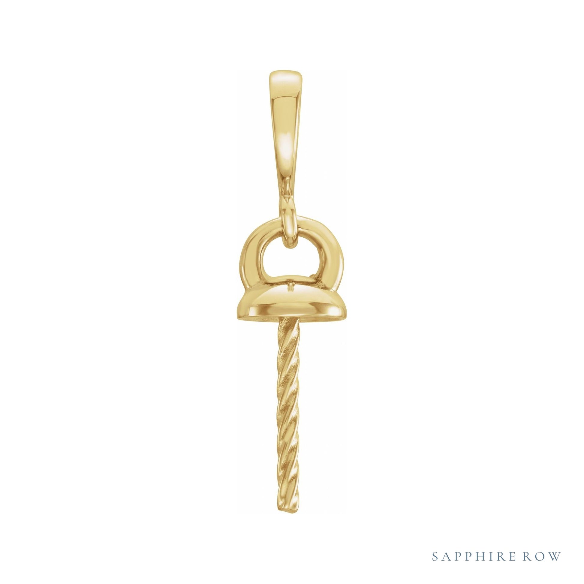 Sapphire Row Pearl Pendant setting in 14K Yellow Gold, shown without a pearl (pearl sold separately)