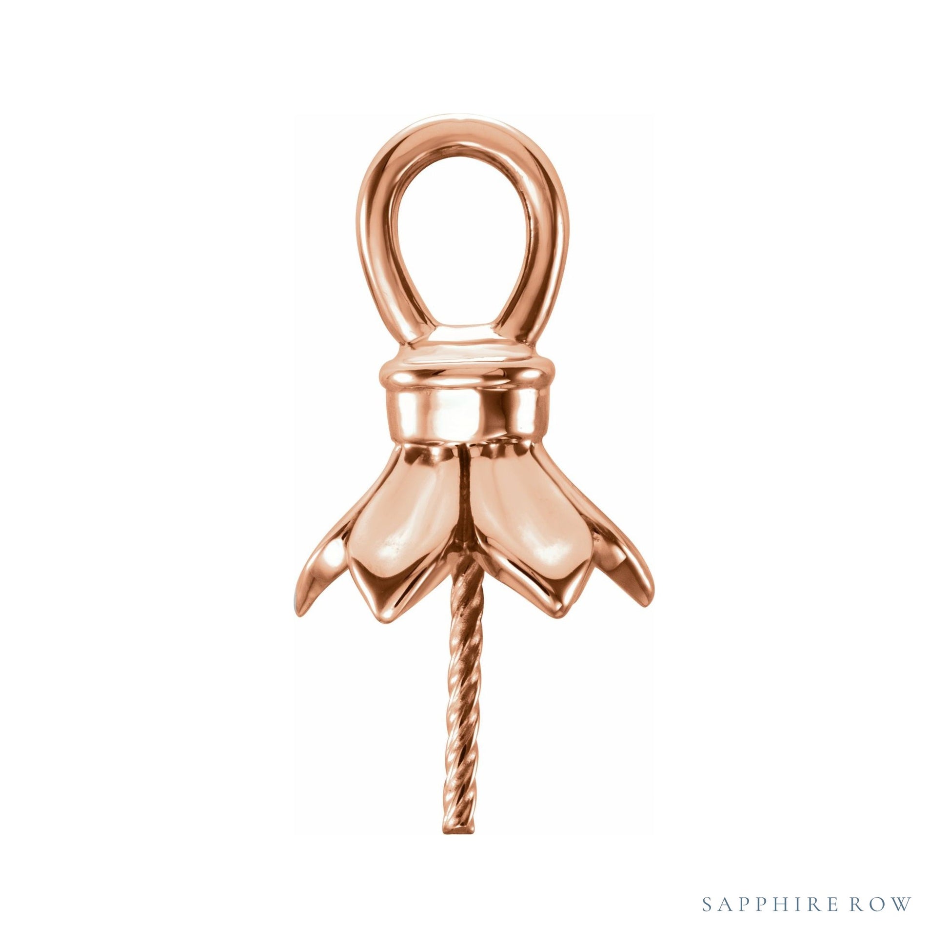 Sapphire Row Pearl Pendant setting in 14K Rose Gold, shown without a pearl (pearl sold separately)