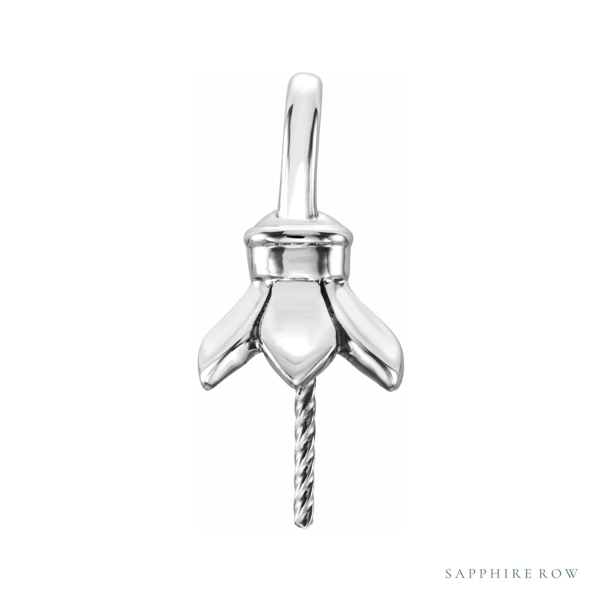 Sapphire Row Pearl Pendant setting in 14K White Gold, shown without a pearl (pearl sold separately)