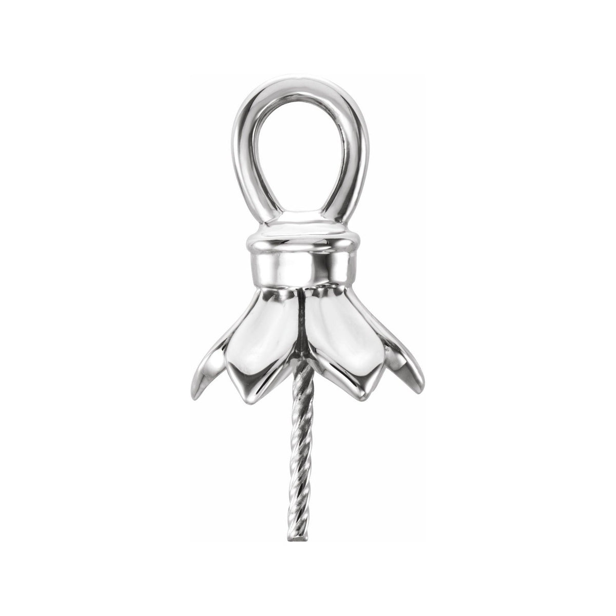 Sapphire Row Pearl Pendant (10–12 mm) setting in 14K White Gold, shown without a pearl (pearl sold separately) — three-quarter view