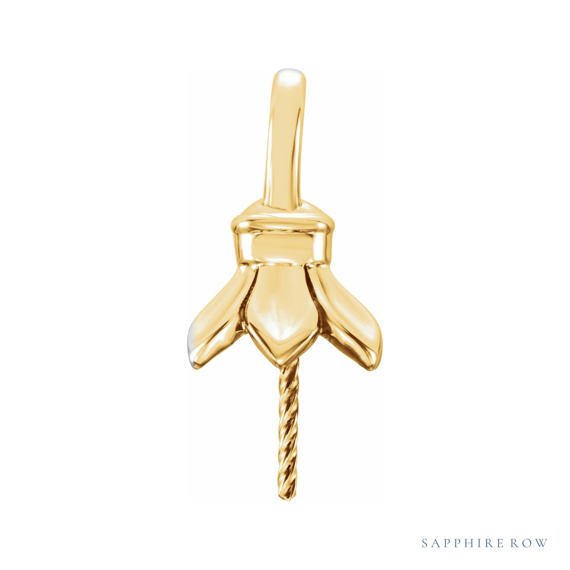Sapphire Row Pearl Pendant setting in 14K Yellow Gold, shown without a pearl (pearl sold separately)
