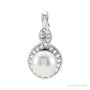 Sapphire Row Accented Pearl Pendant setting in 14K Yellow Gold, shown without a pearl (pearl sold separately)