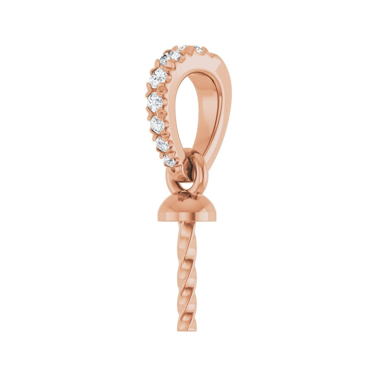 Sapphire Row Accented Pearl Pendant (6 mm) setting in 14K Rose Gold, shown without a pearl (pearl sold separately) — three-quarter view