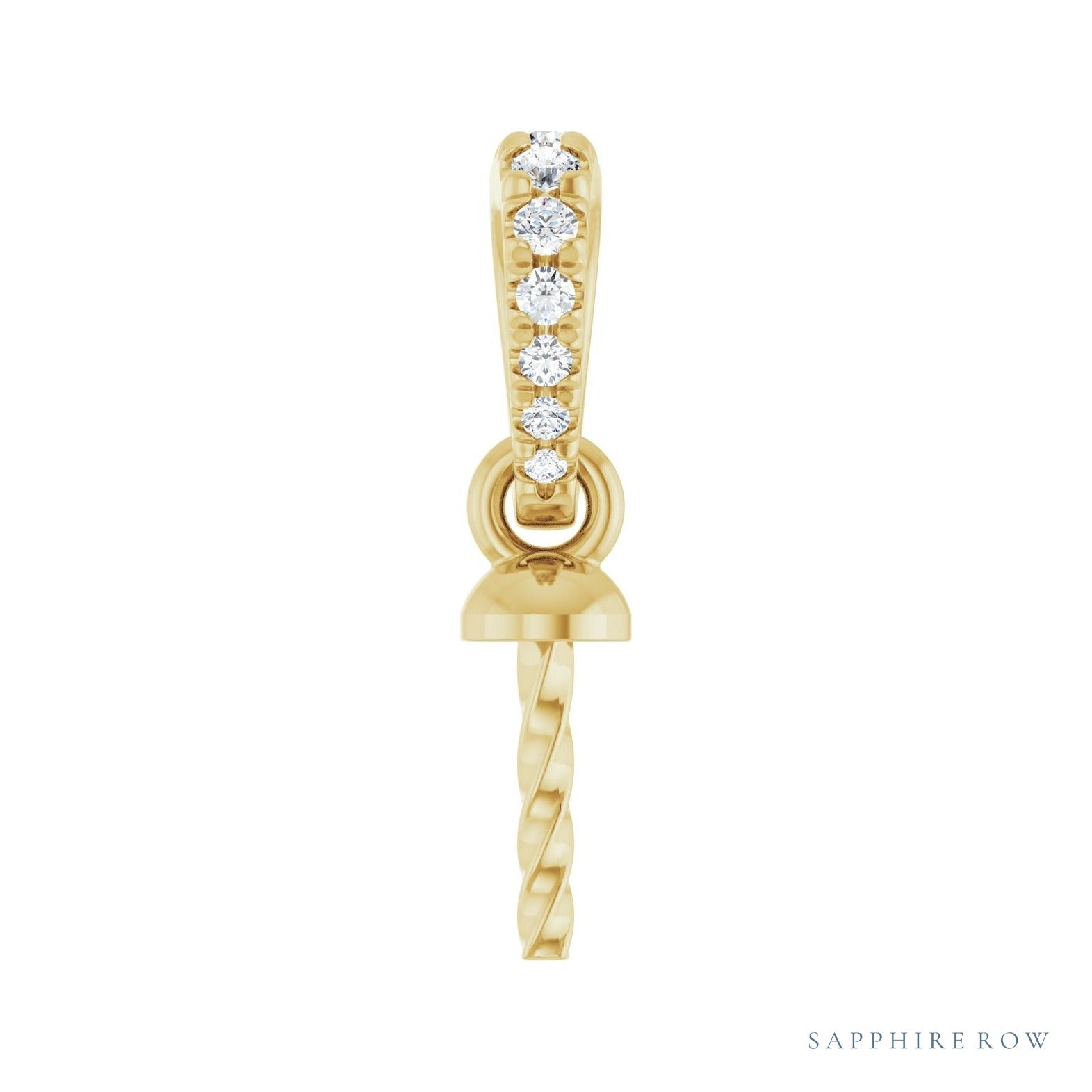 Sapphire Row Accented Pearl Pendant setting in 14K Yellow Gold, shown without a pearl (pearl sold separately)