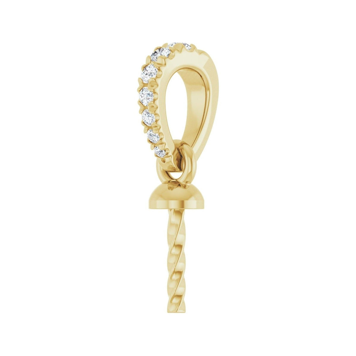 Sapphire Row Accented Pearl Pendant (6 mm) setting in 14K Yellow Gold, shown without a pearl (pearl sold separately) — three-quarter view