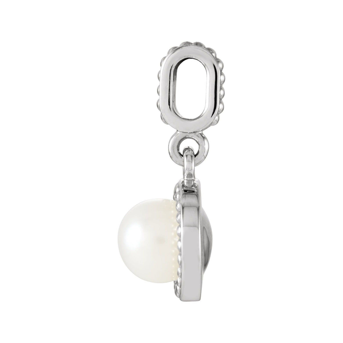 Sapphire Row Beaded Pearl Pendant (6 mm) setting in 14K White Gold, shown without a pearl (pearl sold separately) — three-quarter view