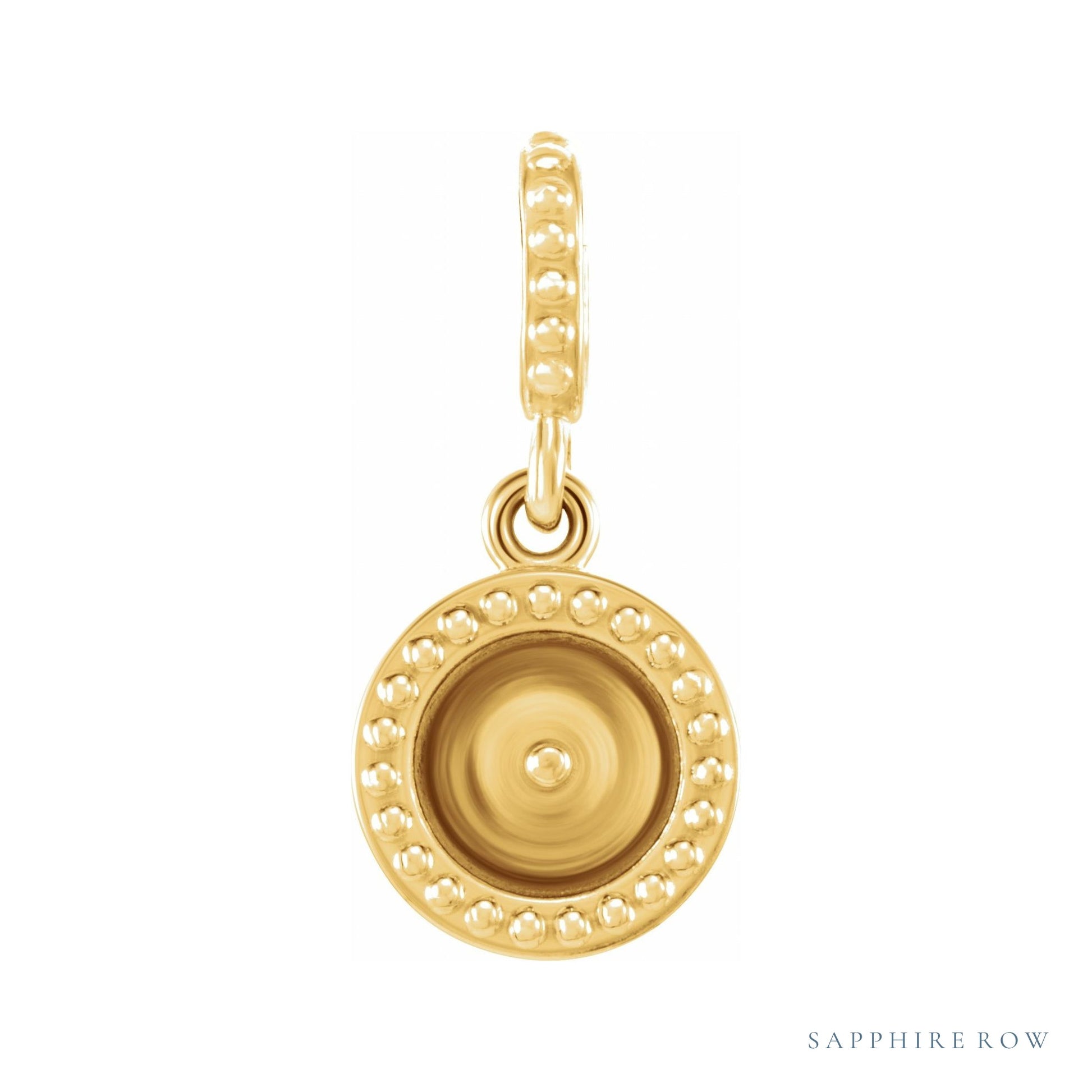 Sapphire Row Beaded Pearl Pendant setting in 14K Yellow Gold, shown without a pearl (pearl sold separately)