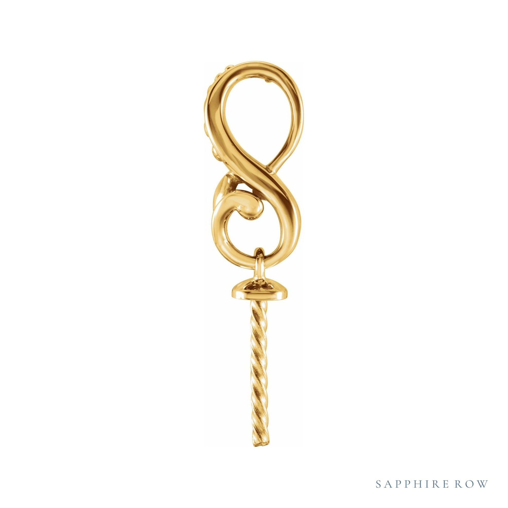 Sapphire Row Beaded Pearl Pendant setting in 14K Yellow Gold, shown without a pearl (pearl sold separately)