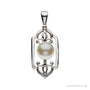 Sapphire Row Fleur-de-Lis Pearl Pendant setting in 14K Rose Gold, shown without a pearl (pearl sold separately)