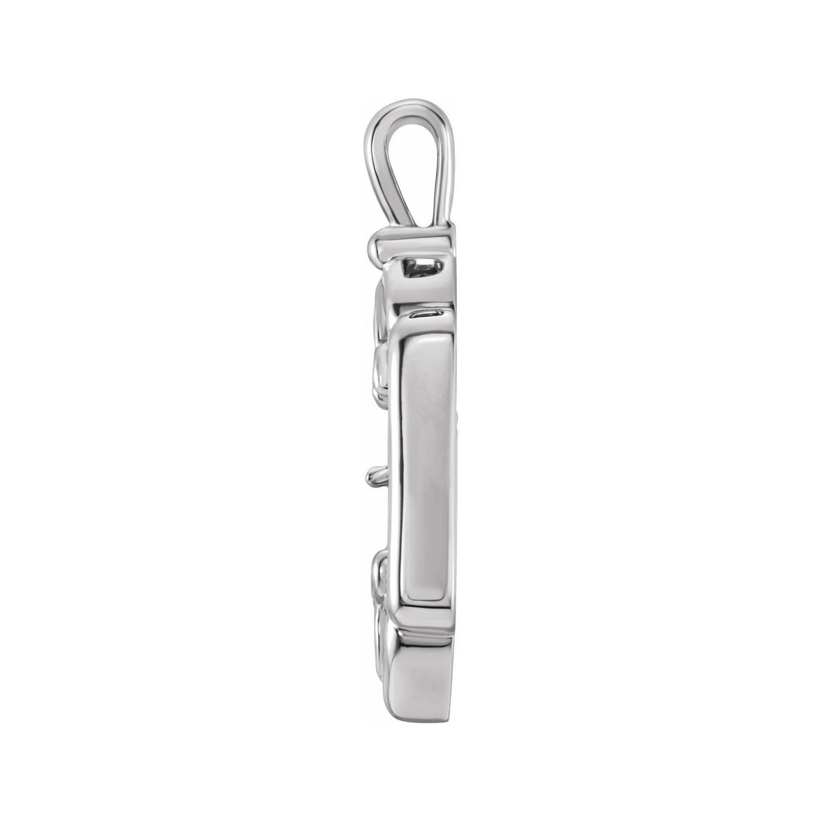 Sapphire Row Fleur-de-Lis Pearl Pendant (7 mm) setting in 14K White Gold, shown without a pearl (pearl sold separately) — three-quarter view