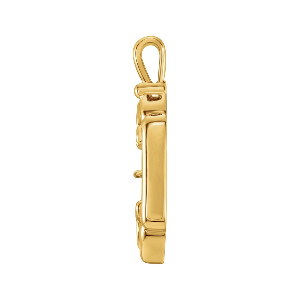 Sapphire Row Fleur-de-Lis Pearl Pendant (7 mm) setting in 14K Yellow Gold, shown without a pearl (pearl sold separately) — three-quarter view