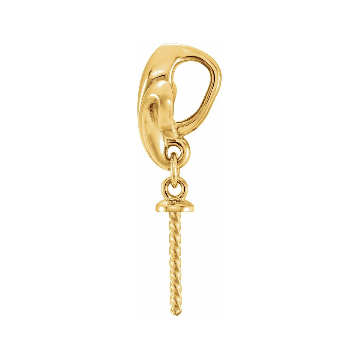 Sapphire Row Fleur-de-Lis Pearl Pendant (10 mm) setting in 14K Yellow Gold, shown without a pearl (pearl sold separately) — three-quarter view