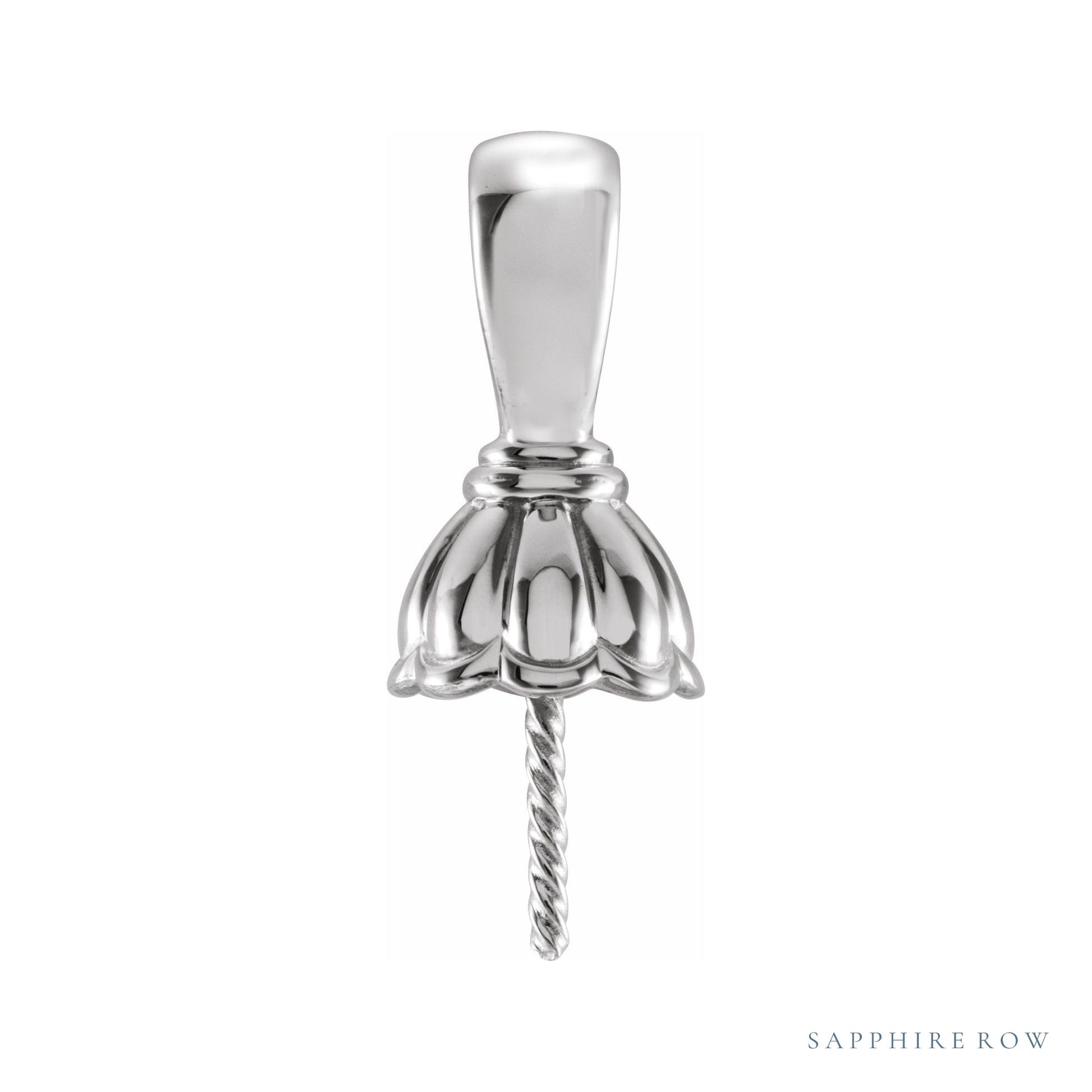 Sapphire Row Floral Pearl Pendant setting in 14K White Gold, shown without a pearl (pearl sold separately)