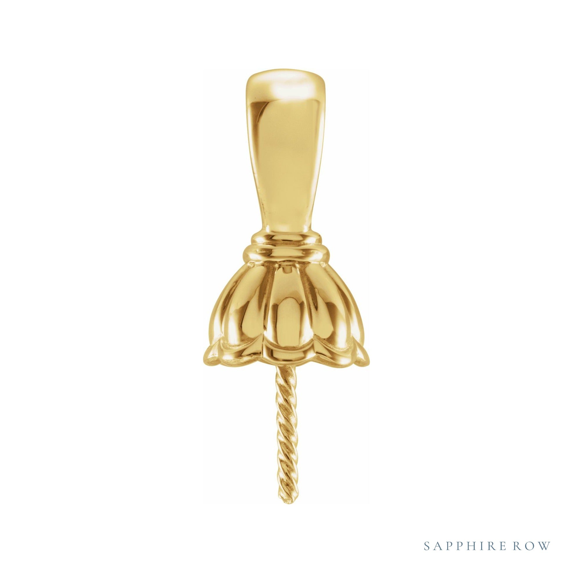 Sapphire Row Floral Pearl Pendant setting in 14K Yellow Gold, shown without a pearl (pearl sold separately)