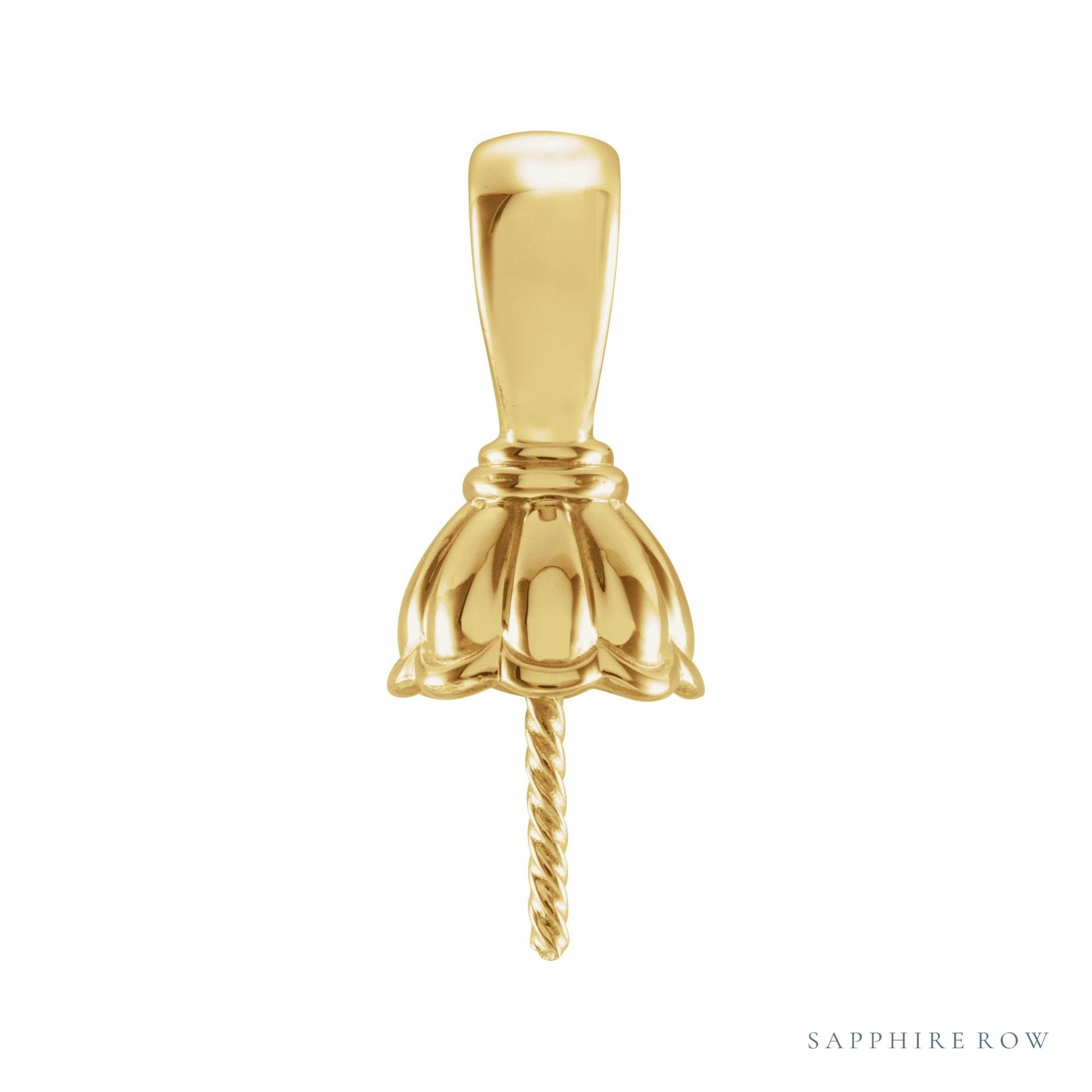 Sapphire Row Floral Pearl Pendant setting in 14K Yellow Gold, shown without a pearl (pearl sold separately)