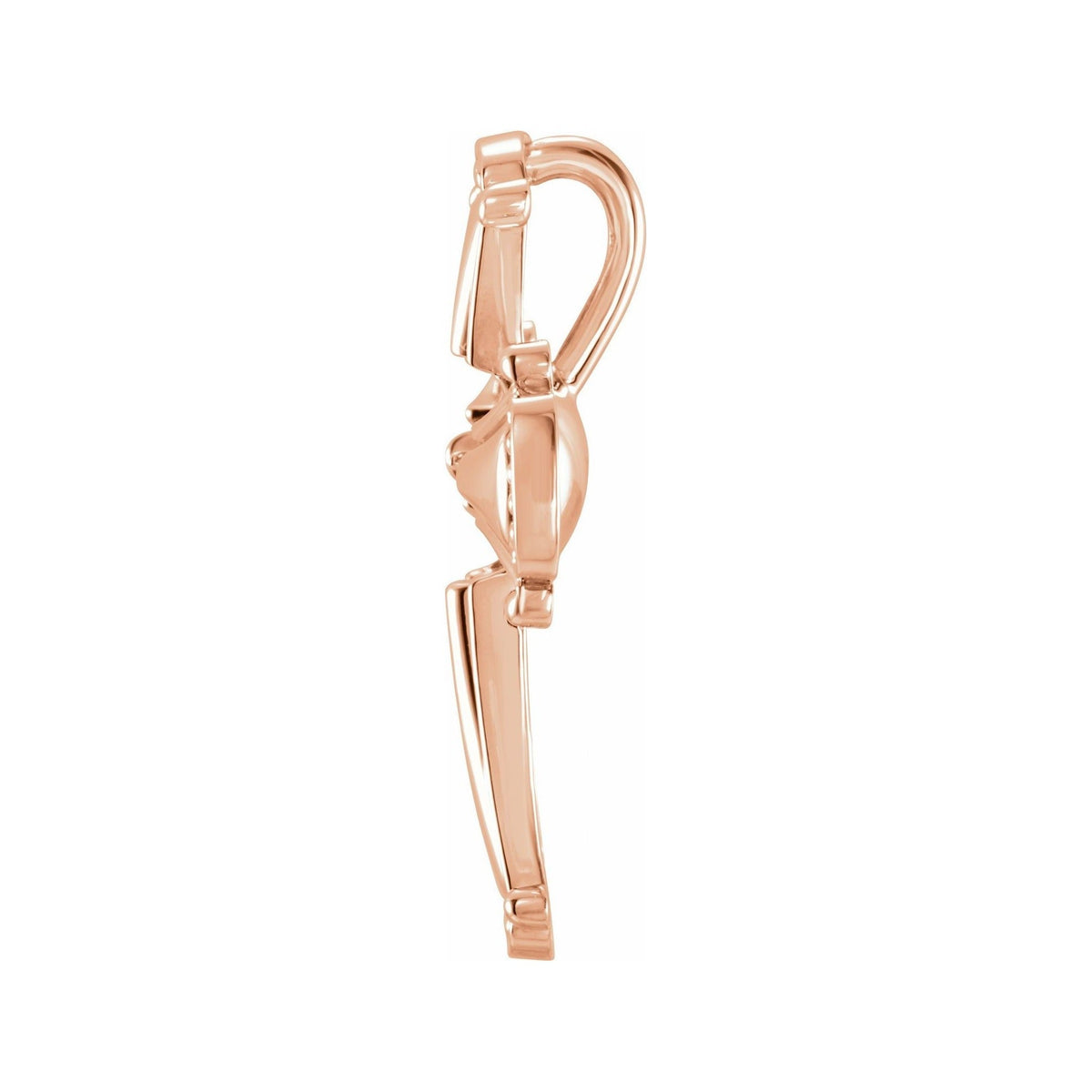 Sapphire Row Pearl Cross Pendant (9 mm) setting in 14K Rose Gold, shown without a pearl (pearl sold separately) — three-quarter view