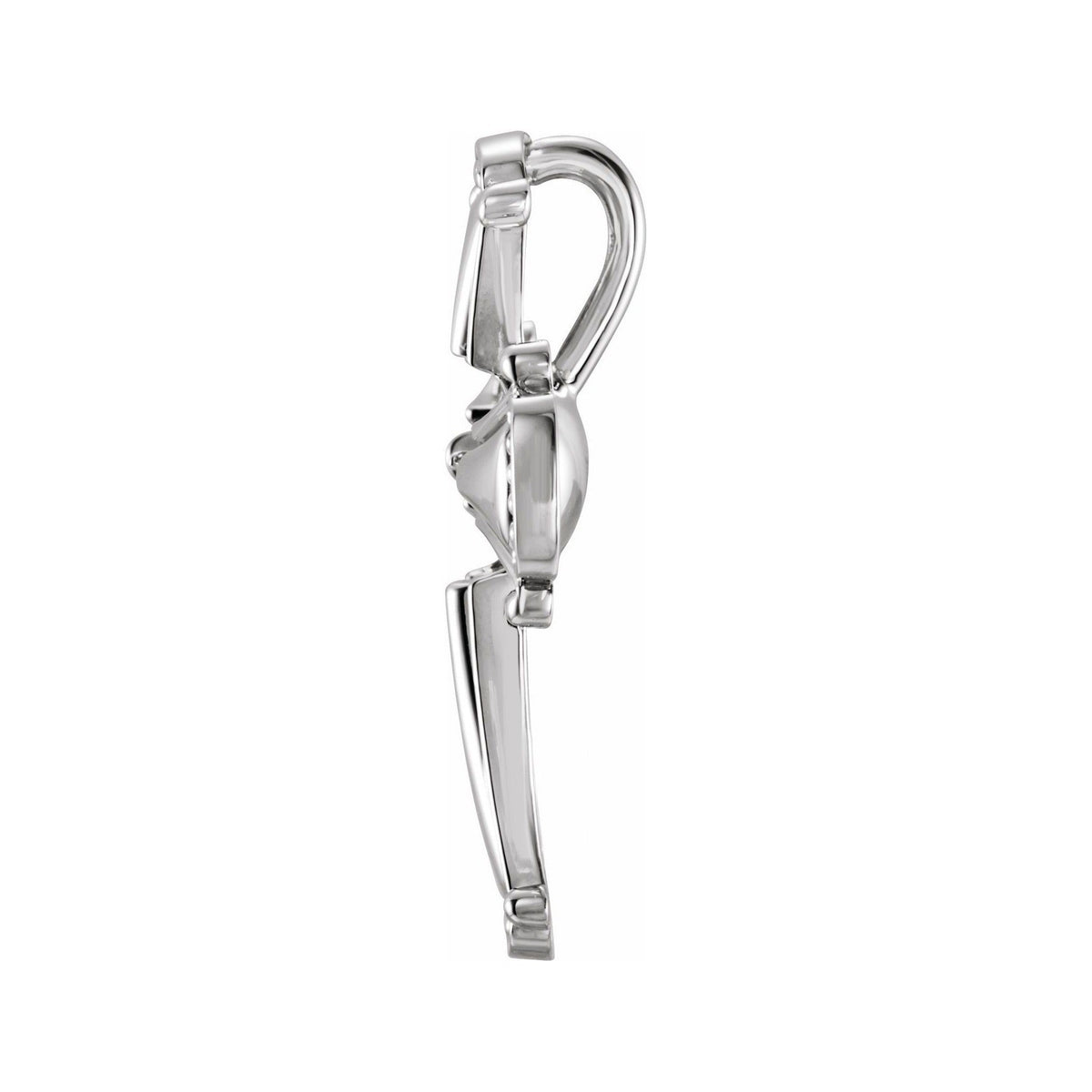 Sapphire Row Pearl Cross Pendant (9 mm) setting in 14K White Gold, shown without a pearl (pearl sold separately) — three-quarter view