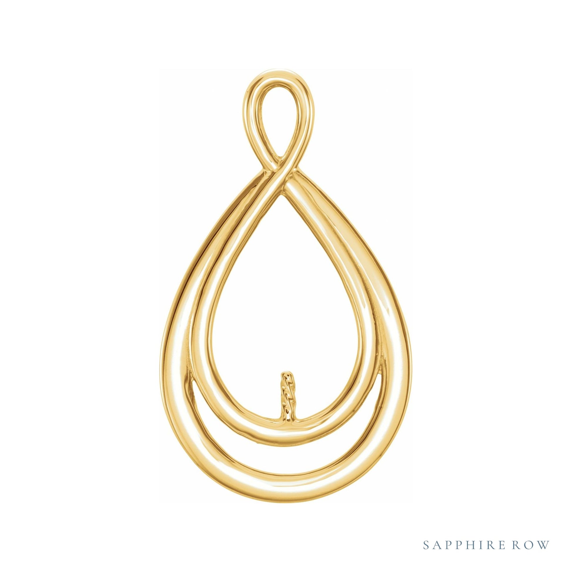 Sapphire Row Pearl Freeform Pendant setting in 14K Yellow Gold, shown without a pearl (pearl sold separately)