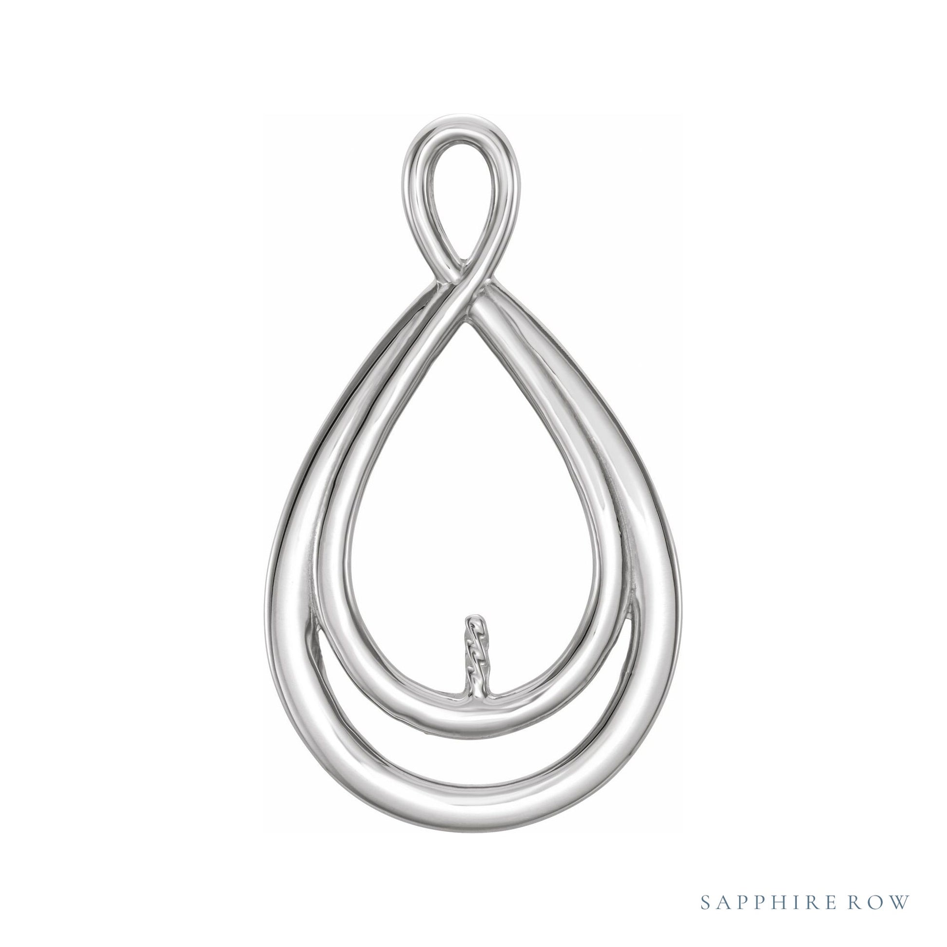 Sapphire Row Pearl Freeform Pendant setting in Platinum, shown without a pearl (pearl sold separately)